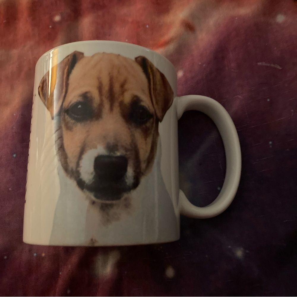 Jack Russell Terrier Dog Coffee Cup Mug White & Brown 3.75” H X 3” W Diameter